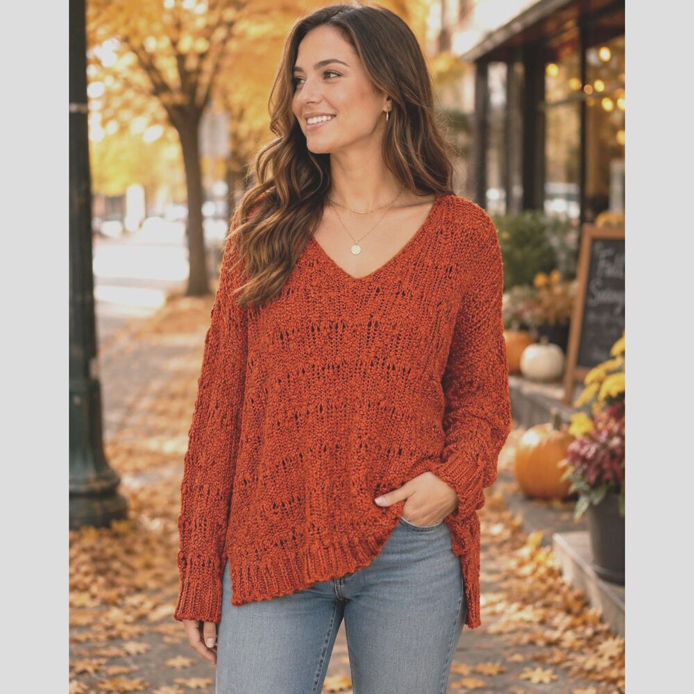 Chelsea & Theodore Cinnamon Stick Cable Knit Sweater Women S Loose Fit Boho #19